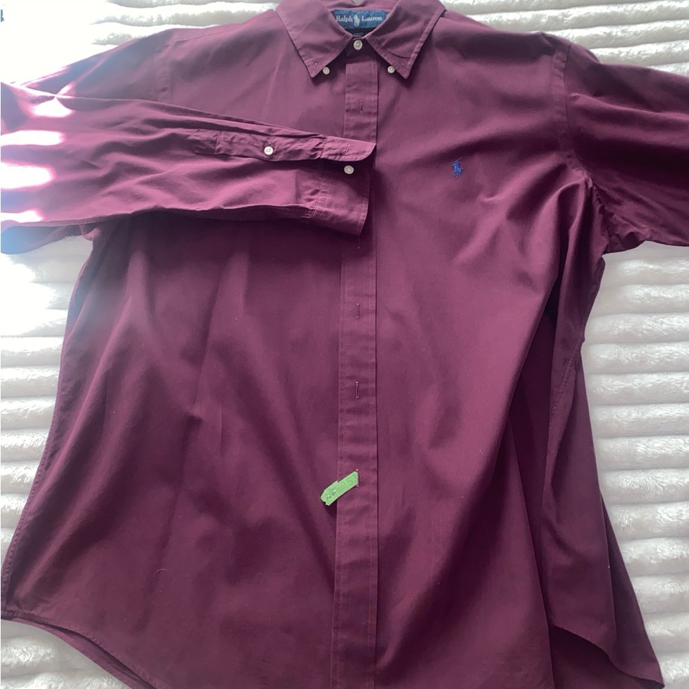 Ralph Lauren Men's Maroon Button Down Shirt